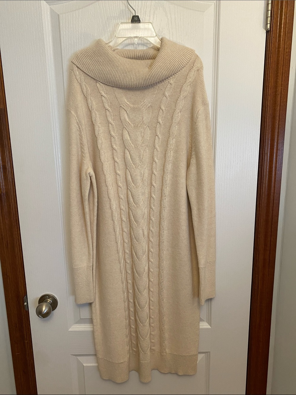 Banana Republic Cable-Knit Turtleneck Sweater Dress - Cream
